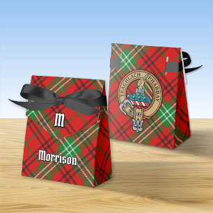 Clan Morrison Crest over Red Tartan Favour Box