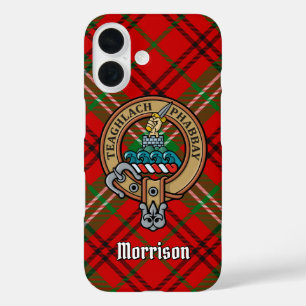 Clan Morrison Crest over Red Tartan iPhone Case