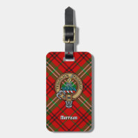 Clan Morrison Crest over Red Tartan