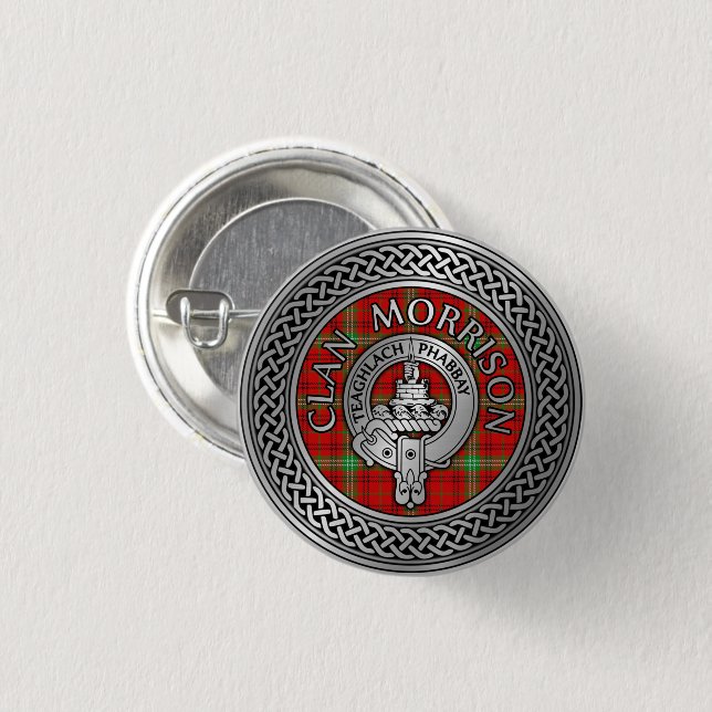 Clan Morrison Crest & Tartan Knot Button (Front & Back)