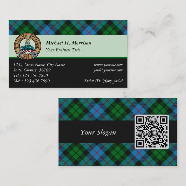 Clan Morrison Hunting Tartan Business Card (Front/Back)