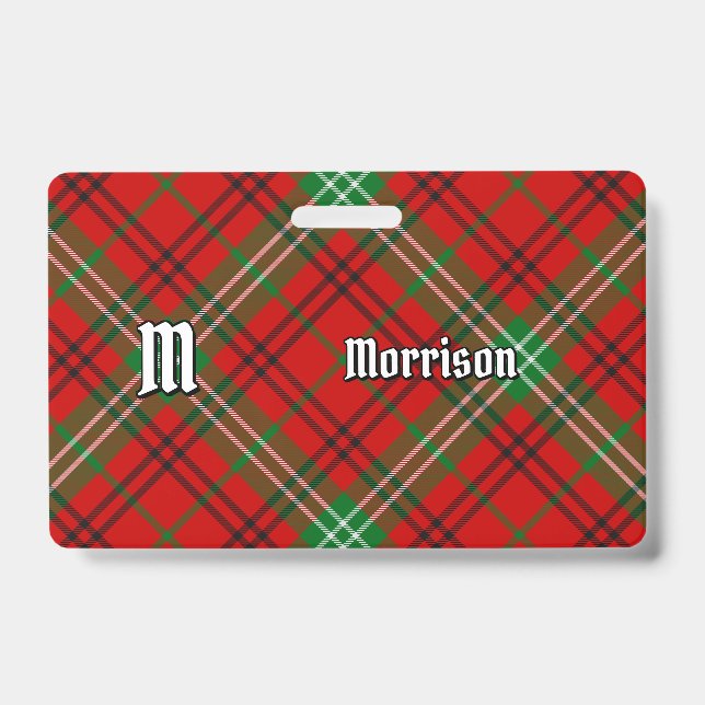 Clan Morrison Red Tartan Badge ID Badge (Front)