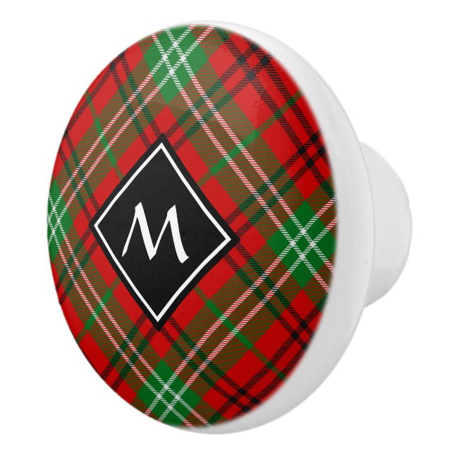 Clan Morrison Red Tartan Ceramic Knob (Right)