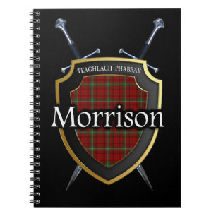 Clan Morrison Tartan Shield & Swords Spiral Notebook