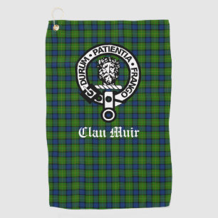 Clan Muir or More Crest Badge & Tartan Golf Towel