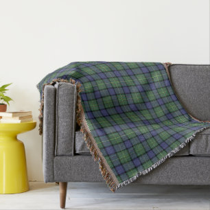 Clan Muir Tartan Blue and Green Plaid Throw Blanket