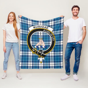 Clan Muirhead Blue Tartan Plaid Fleece Blanket