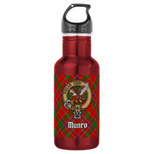 Clan Munro Crest over Tartan 532 Ml Water Bottle