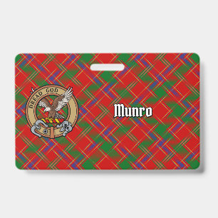 Clan Munro Crest over Tartan ID Badge