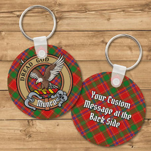 Clan Munro Crest over Tartan Key Ring