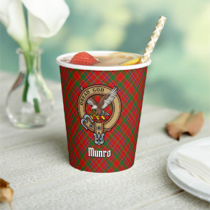 Clan Munro Crest over Tartan Paper Cups