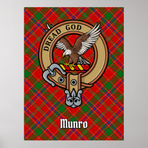 Clan Munro Crest over Tartan Poster