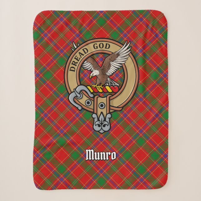 Clan Munro Crest over Tartan Sherpa Blanket (Front)