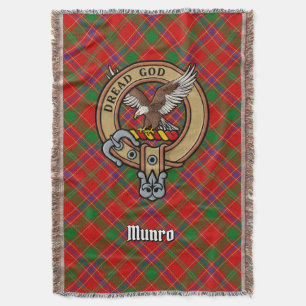 Clan Munro Crest over Tartan Throw Blanket