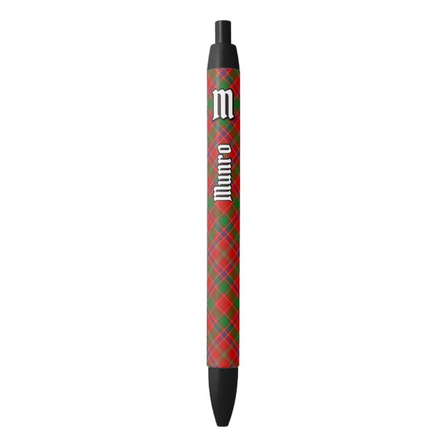 Clan Munro Tartan Black Ink Pen (Front Vertical)