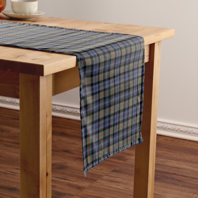 Clan Murray Light Green and Blue Ancient Tartan Short Table Runner (In Situ)