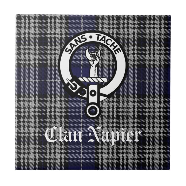 Clan Napier Crest Badge and Tartan Tile (Front)