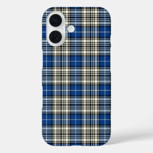 Clan Napier Tartan Blue, Black and White Plaid iPhone 16 Case