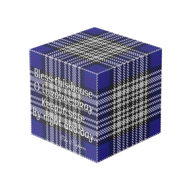 Clan Napier Tartan House Blessing Cube (Front Angled)