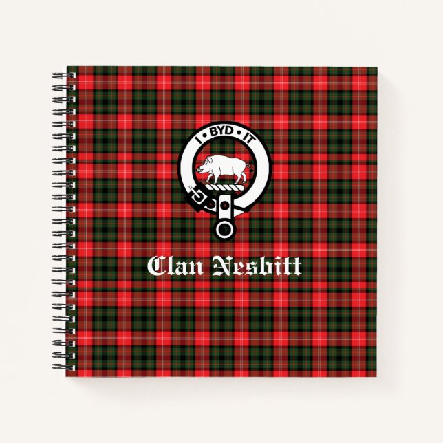 Clan Nesbitt Crest & Tartan Personalised Recipe Notebook (Front)