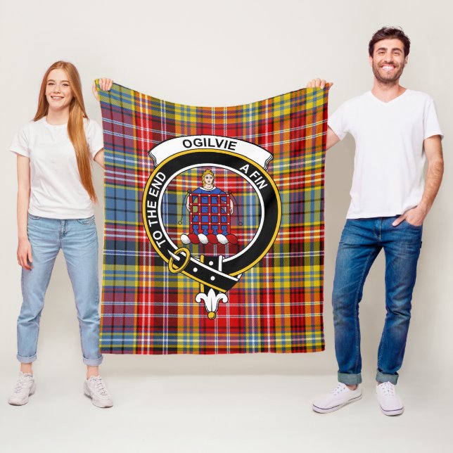 Clan Ogilvie Of Airlie Ancient Tartan Plaid Fleece Blanket (In Situ)