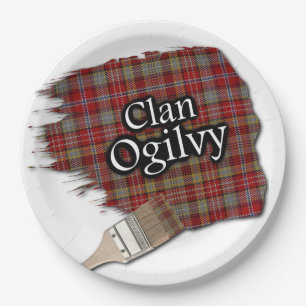 Clan Ogilvy Scottish Tartan Paint Brush Paper Plate