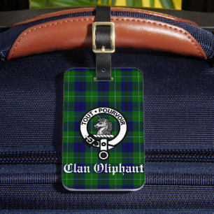 Clan Oliphant Crest Badge and Tartan Luggage Tag