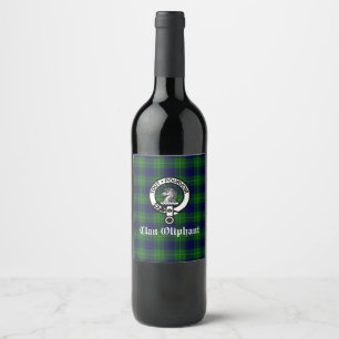 Clan Oliphant Crest Badge and Tartan Wine Label