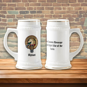 Clan Oliphant Crest over Tartan Beer Stein