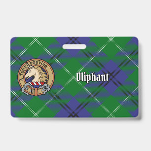 Clan Oliphant Crest over Tartan ID Badge