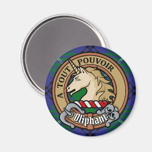 Clan Oliphant Crest over Tartan Magnet