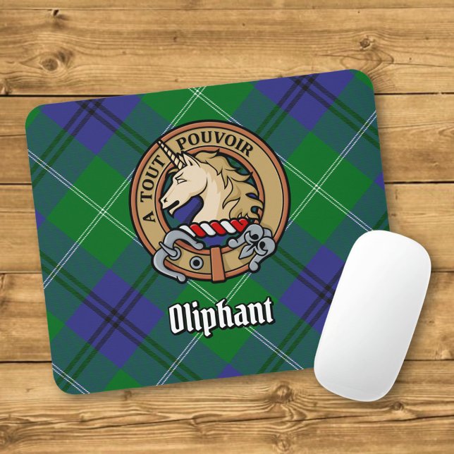 Clan Oliphant Crest over Tartan Mouse Pad (Creator Uploaded)