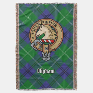 Clan Oliphant Crest over Tartan Throw Blanket