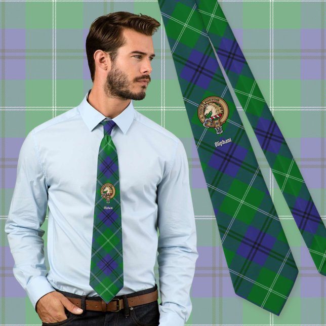 Clan Oliphant Crest over Tartan Tie (Creator Uploaded)