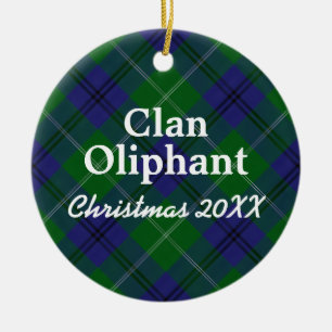 Clan Oliphant Scottish Tartan Ceramic Tree Decoration