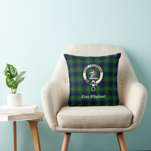 Clan Oliphant Tartan & Crest Badge Cushion
