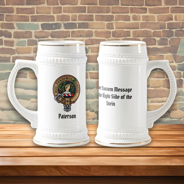 Clan Paterson Crest over Tartan Beer Stein (Creator Uploaded)