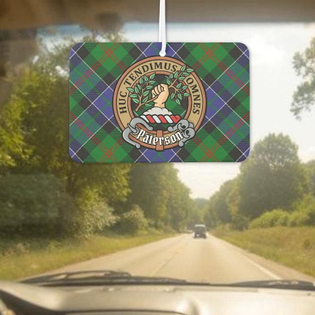 Clan Paterson Crest over Tartan Car Air Freshener (Creator Uploaded)