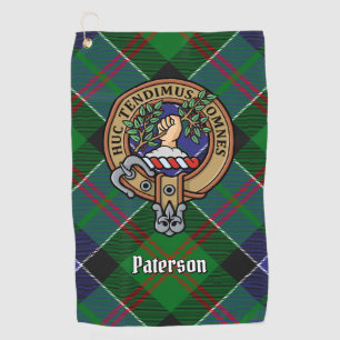Clan Paterson Crest over Tartan Golf Towel