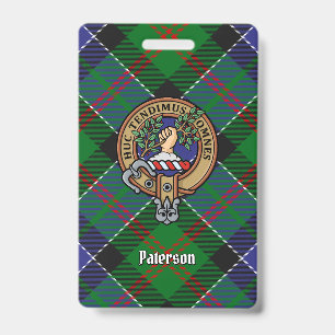 Clan Paterson Crest over Tartan ID Badge