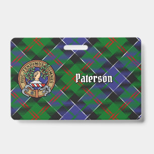 Clan Paterson Crest over Tartan ID Badge