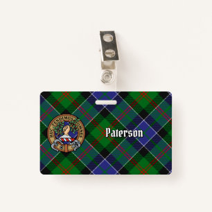 Clan Paterson Crest over Tartan ID Badge