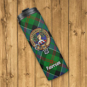 Clan Paterson Crest over Tartan Thermal Tumbler