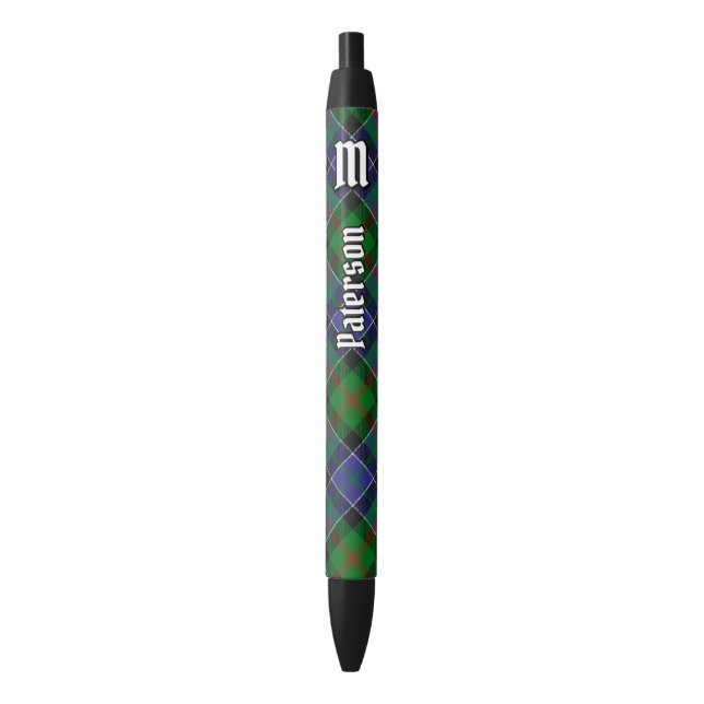 Clan Paterson Tartan Black Ink Pen (Front Vertical)