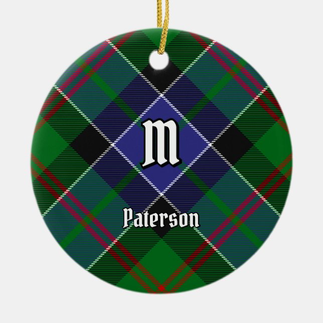 Clan Paterson Tartan Ceramic Tree Decoration (Front)