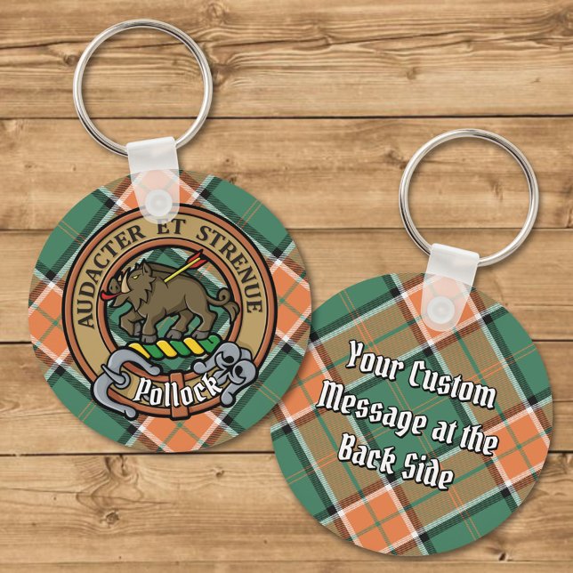 Clan Pollock Crest over Tartan Key Ring (Creator Uploaded)