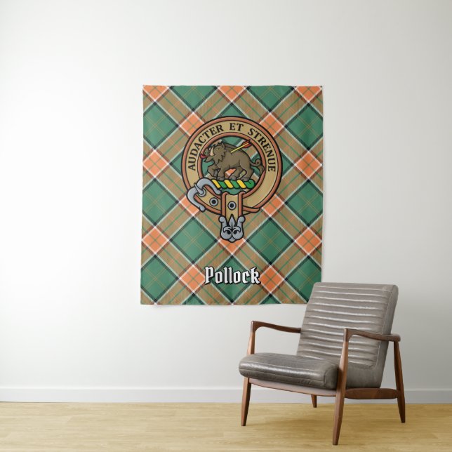 Clan Pollock Crest over Tartan Tapestry (In Situ)