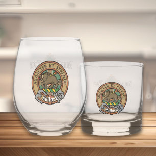 Clan Pollock Crest over Tartan Whiskey Glass