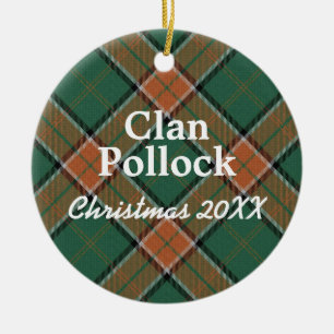 Clan Pollock Scottish Tartan Ceramic Tree Decoration