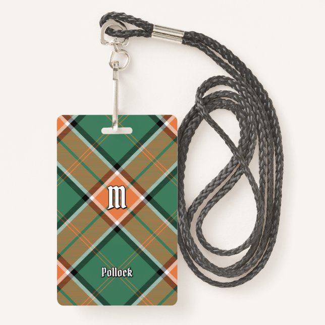 Clan Pollock Tartan Badge ID Badge (Front with Lanyard)